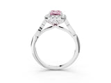 White gold Fancy Pink Emerald  Halo Diamond Engagement Ring with Filigree Band and Four-Prong Setting_108