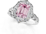 White gold Fancy Pink Emerald  Halo Diamond Engagement Ring with Milgrain Band and Four-Prong Setting_50