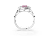 White gold Fancy Pink Emerald  Halo Diamond Engagement Ring with Milgrain Band and Four-Prong Setting_52