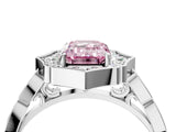 White gold Fancy Pink Emerald  Halo Diamond Engagement Ring with Milgrain Band and Four-Prong Setting_53