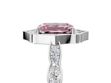 White gold Fancy Pink Emerald  Halo Diamond Engagement Ring with Milgrain Band and Four-Prong Setting_54
