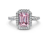 White gold Fancy Pink Emerald  Halo Diamond Engagement Ring with Pavé Band and Four-Prong Setting_57