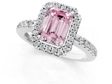 White gold Fancy Pink Emerald  Halo Diamond Engagement Ring with Pavé Band and Four-Prong Setting_58