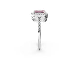 White gold Fancy Pink Emerald  Halo Diamond Engagement Ring with Pavé Band and Four-Prong Setting_59