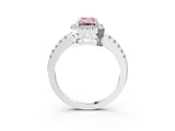 White gold Fancy Pink Emerald  Halo Diamond Engagement Ring with Pavé Band and Four-Prong Setting_60