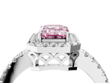 White gold Fancy Pink Emerald  Halo Diamond Engagement Ring with Pavé Band and Four-Prong Setting_61