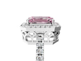 White gold Fancy Pink Emerald  Halo Diamond Engagement Ring with Pavé Band and Four-Prong Setting_62