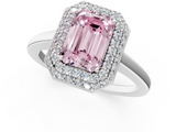 White gold Fancy Pink Emerald  Halo Diamond Engagement Ring with Solitaire Band and Four-Prong Setting_21