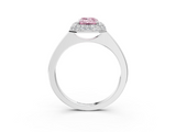 White gold Fancy Pink Emerald  Halo Diamond Engagement Ring with Solitaire Band and Four-Prong Setting_24