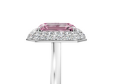 White gold Fancy Pink Emerald  Halo Diamond Engagement Ring with Solitaire Band and Four-Prong Setting_25
