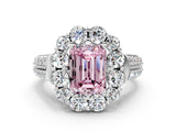 White gold Fancy Pink Emerald  Halo Diamond Engagement Ring with Split Shank and Prong Setting_66