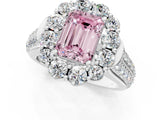 White gold Fancy Pink Emerald  Halo Diamond Engagement Ring with Split Shank and Prong Setting_67