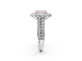 White gold Fancy Pink Emerald  Halo Diamond Engagement Ring with Split Shank and Prong Setting_68