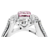 White gold Fancy Pink Emerald  Halo Diamond Engagement Ring with Split Shank and Prong Setting_70