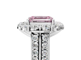 White gold Fancy Pink Emerald  Halo Diamond Engagement Ring with Split Shank and Prong Setting_71