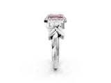 White gold Fancy Pink Emerald  Halo Diamond Floral Band with Four-Prong Setting_45