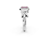 White gold Fancy Pink Emerald  Halo Diamond Floral Band with Four-Prong Setting_57