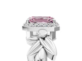 White gold Fancy Pink Emerald  Halo Diamond Floral Band with Four-Prong Setting_60