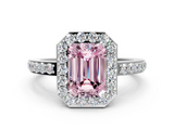 White gold Fancy Pink Emerald  Halo Diamond Pavé Band Ring with Prong Setting_20