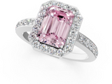 White gold Fancy Pink Emerald  Halo Diamond Pavé Band Ring with Prong Setting_21