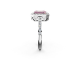 White gold Fancy Pink Emerald  Halo Diamond Pavé Band Ring with Prong Setting_22