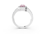 White gold Fancy Pink Emerald  Halo Diamond Pavé Band Ring with Prong Setting_23