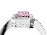 White gold Fancy Pink Emerald  Halo Diamond Pavé Band Ring with Prong Setting_24