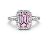 White gold Fancy Pink Emerald  Halo Diamond Pavé Solitaire Ring_51