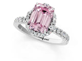 White gold Fancy Pink Emerald  Halo Diamond Pave Band Ring with Four-Prong Setting_16