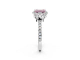 White gold Fancy Pink Emerald  Halo Diamond Pave Band Ring with Four-Prong Setting_17