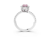 White gold Fancy Pink Emerald  Halo Diamond Pave Band Ring with Four-Prong Setting_18