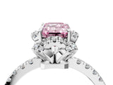 White gold Fancy Pink Emerald  Halo Diamond Pave Band Ring with Four-Prong Setting_19