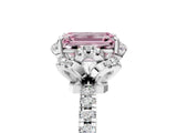 White gold Fancy Pink Emerald  Halo Diamond Pave Band Ring with Four-Prong Setting_20