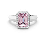 White gold Fancy Pink Emerald  Halo Diamond Ring with Cathedral Band and Four-Prong Setting_49