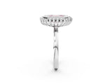 White gold Fancy Pink Emerald  Halo Diamond Ring with Milgrain Edge and Round Prong Setting_40