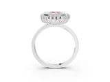 White gold Fancy Pink Emerald  Halo Diamond Ring with Milgrain Edge and Round Prong Setting_41