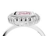 White gold Fancy Pink Emerald  Halo Diamond Ring with Milgrain Edge and Round Prong Setting_41