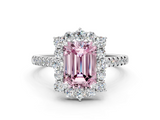 White gold Fancy Pink Emerald  Halo Diamond Ring with Pavé Band and Prong Setting_20