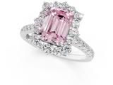 White gold Fancy Pink Emerald  Halo Diamond Ring with Pavé Band and Prong Setting_21
