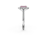 White gold Fancy Pink Emerald  Halo Diamond Ring with Pavé Band and Prong Setting_22