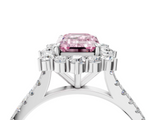 White gold Fancy Pink Emerald  Halo Diamond Ring with Pavé Band and Prong Setting_24