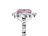 White gold Fancy Pink Emerald  Halo Diamond Ring with Pavé Band and Prong Setting_25