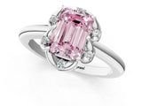 White gold Fancy Pink Emerald  Halo Diamond Ring with Round Cluster Setting, Solitaire Band, and Four-Prong Setting_50