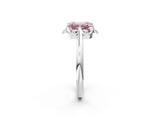 White gold Fancy Pink Emerald  Halo Diamond Ring with Round Cluster Setting, Solitaire Band, and Four-Prong Setting_51