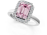 White gold Fancy Pink Emerald  Halo Diamond Solitaire with Pavé Band and Four-Prong Setting_93