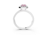 White gold Fancy Pink Emerald  Halo Diamond Solitaire with Pavé Band and Four-Prong Setting_96