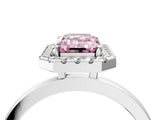 White gold Fancy Pink Emerald  Halo Diamond Solitaire with Pavé Band and Four-Prong Setting_97