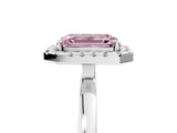 White gold Fancy Pink Emerald  Halo Diamond Solitaire with Pavé Band and Four-Prong Setting_97