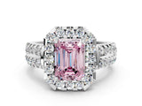 White gold Fancy Pink Emerald  Halo Diamond Split Shank Engagement Ring with Prong Setting_51