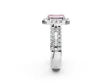 White gold Fancy Pink Emerald  Halo Diamond Split Shank Engagement Ring with Prong Setting_53